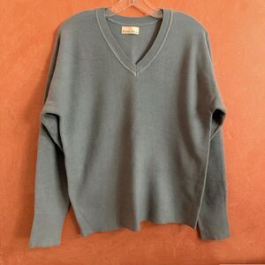 BeCool Blue V Neck Sweater, Sz M/L SOFT, Lightweight, Relaxed